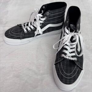 VANS SK8-Hi Tapered Black/Gray Plaid High Top Sneakers--9 Women’s